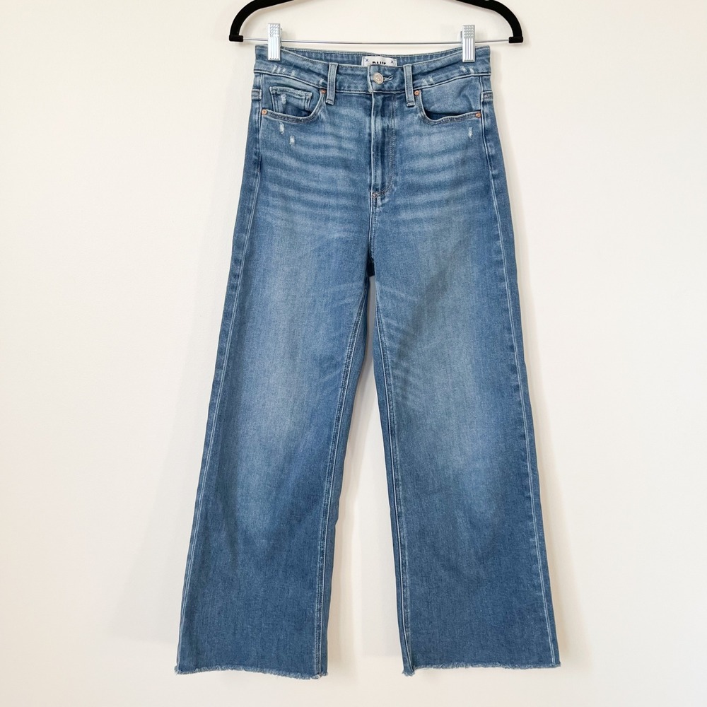 Paige Anessa High Rise Wide Leg Cropped Jeans Womens 27
